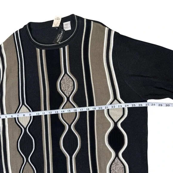 VTG Cellini Sweater Size 2XLT Coogi Style Textured Cosby 3D Knit 90's Deadstock - Picture 5 of 11